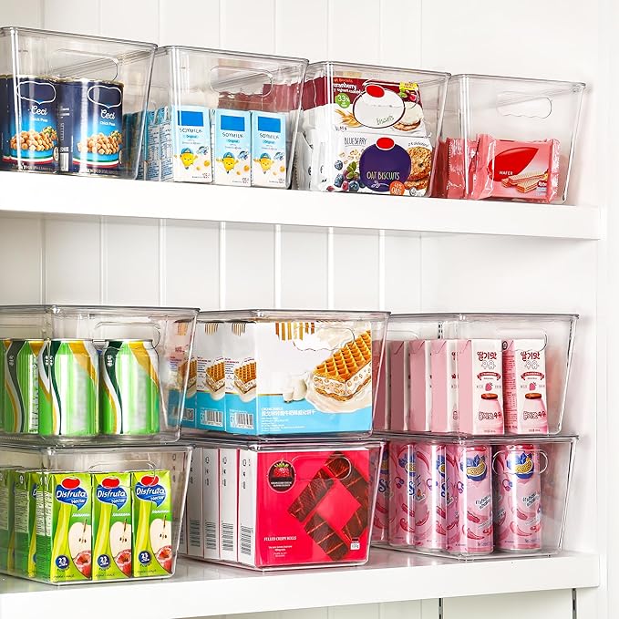 Vtopmart 16 Pack Clear Stackable Storage Bins with Lids, Large Plastic Containers with Handle for Pantry Organization and Storage,Perfect for Kitchen, Fridge, Cabinet, Bathroom Organizer