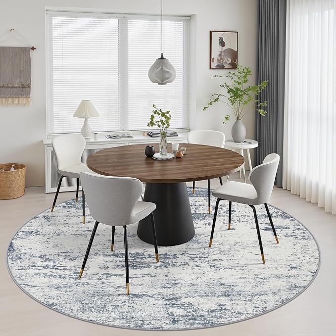 Round Area Rug Living Room: 8 ft Modern Washable Indoor Carpet | For Bedroom Dining Room Farmhouse Nursery Hallway Office,Modern Abstract,Machine washable,Non-Slip,Stain Resistant,Indoor
