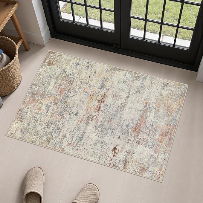 2x3 Washable Entryway Rug: Modern Abstract Indoor Soft Carpet Taupe | For Entrance, Bedroom, Kitchen, Laundry, Bathroom,Door Mat,Modern Abstract,Machine washable,Non-Slip,Stain Resistant,Indoor