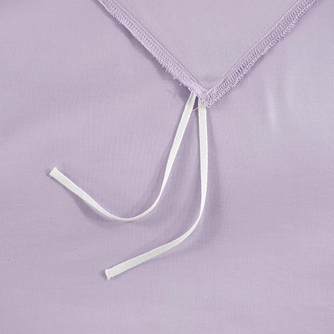 NEXHOME PRO Full Duvet Cover Set, 100% Washed Cotton with Linen-Like Texture, Natural Organic, Breathable & Comfortable, Includes Home Bedding Set Lilac (No Comforter) 80"x90"
