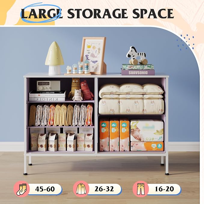WLIVE 5 Drawer Fabric Dresser for Bedroom, Wide Storage Chest, Tie-dye | 5-drawer wide fabric dresser with steel frame, multipurpose bedroom living room hallway dorm closet storage organizer