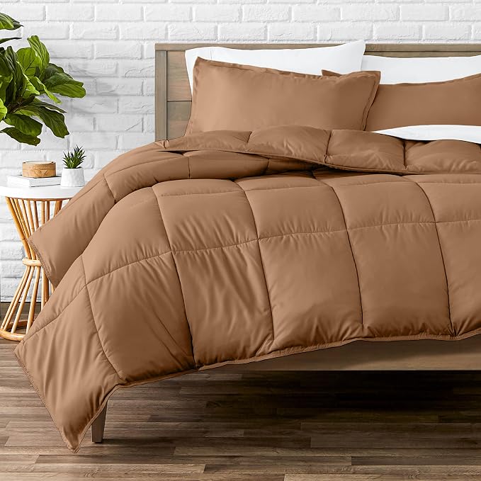 Bare Home Comforter Set - 1800 Ultra Soft (King/Cal King, Caramel) | All-Season, Breathable, Hypoallergenic, Premium 1800, Warm, Cozy