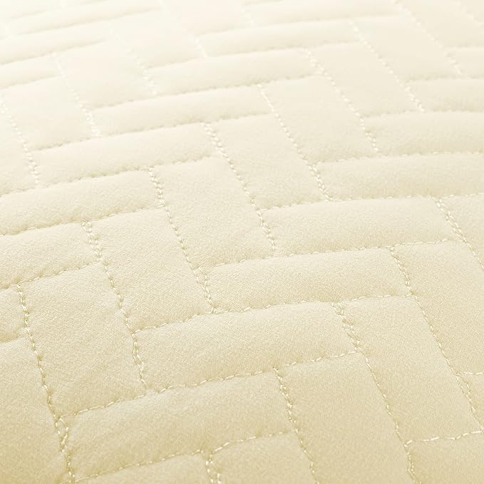 Merit Linens Classic Quilt Coverlet Soft Set in Herringbone Stitching - Twin/TwinXL Yellow