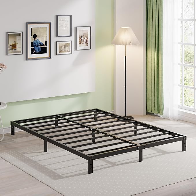 EMODA 10 Inch Full Size Bed Frame Heavy Duty Metal Platform | No Box Spring Needed, Easy Assembly Noise Free, Black