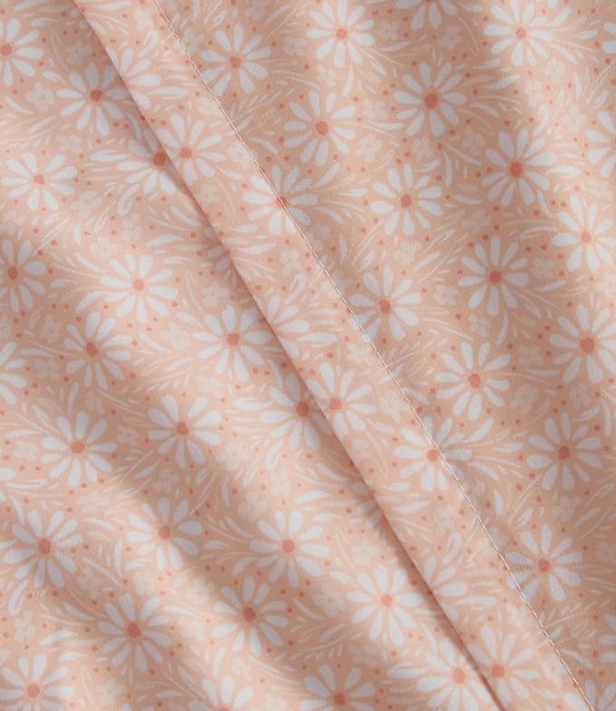 Duvet Cover Cal King Size - Floral Duvet Cover - 3 Piece - Pink Daisy | Soft Floral Duvet Cover 104 x 98 with 2 Pillow Shams, Zipper Closures & Ties, Floral Bedding for Women, Men, Kids & Teens