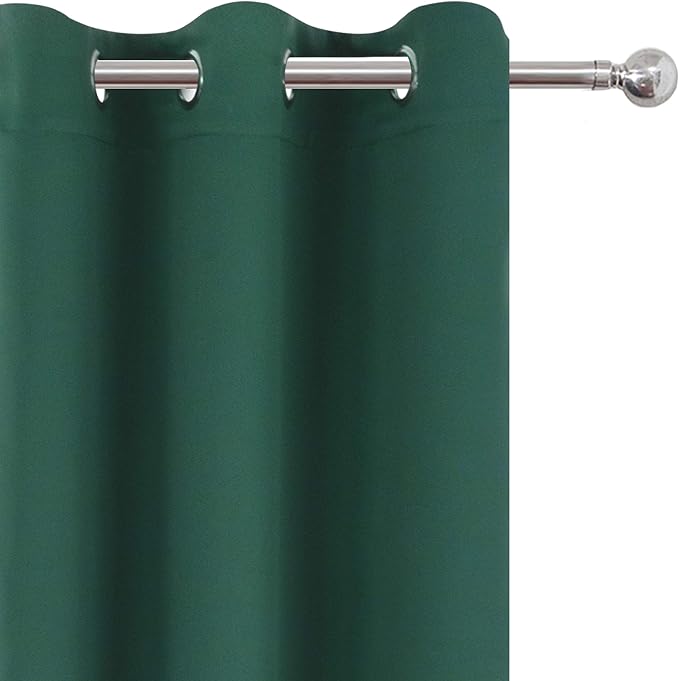 Dark Green Blackout Curtains/42 x 84 Inch/Set of Two Panels Grommet Bedroom Curtains