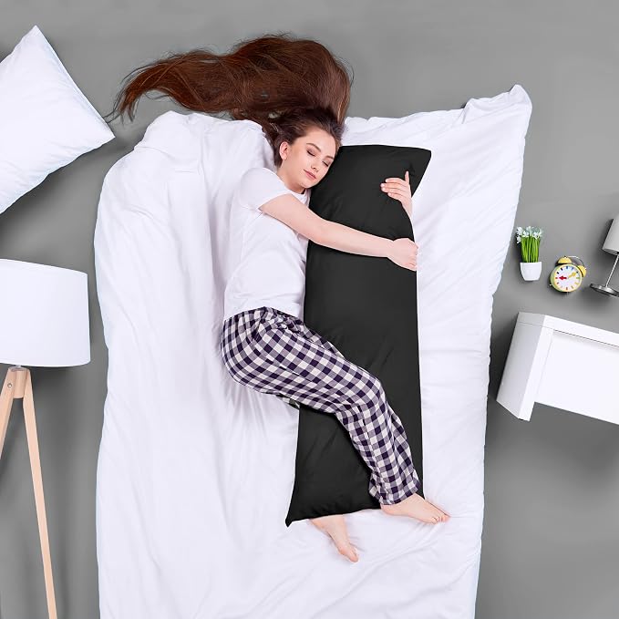 Utopia Bedding Full Body Pillow for Adults (Black, 20 x 54 Inch), Long Pillow Insert for Sleeping, Ideal for Side Sleepers | Large Body pillows for Adults, Plush Support, Pregnancy Pillow Insert for sleeping, helps maintain body contour, 20x54 inches