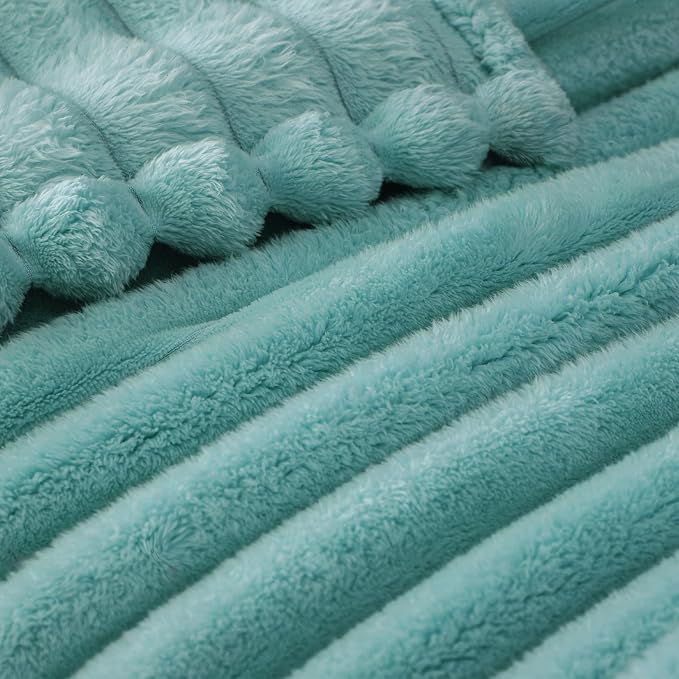 Exclusivo Mezcla Striped Fleece Throw Blanket for Couch, Sofa, Bed, 50"x60" | Soft Breathable Cozy Bed Blankets, Lightweight Plush Fluffy Fuzzy Jacquard Decorative Blankets