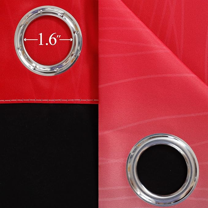Red and Black Ombre Blackout Bedroom Curtains 54 Inch Long | Room Darkening, Thermal Insulated Grommet Curtains, Light Blocking Window Drapes for Living Room/Kids Room,52Wx54L,Panels