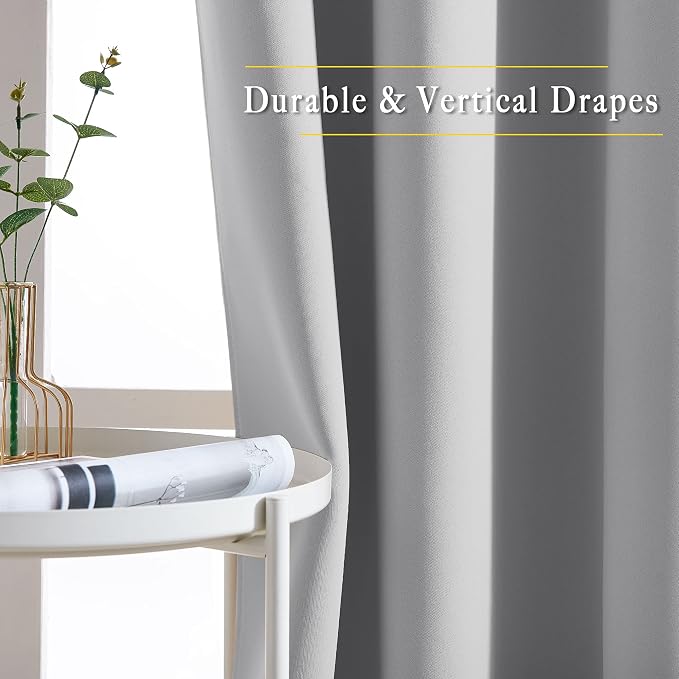 NICETOWN Insulated Blackout Curtains and Drapes - Energy Saving Thermal Insulated Solid Grommet Blackout Draperies for Sliding Glass Door/Patio (1 Pair, W80 x L84, Silver Grey)