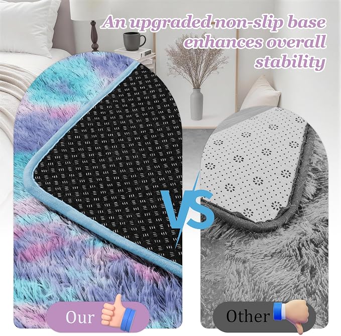 Area Rug Living Room Bedroom: 4x6 Fluffy Plush Shag Carpet Rainbow | For Kids Room Playroom Nursery Home Decor,Ultra Soft,Non-Slip Non-Shedding,Fuzzy Plush,Large Indoor Floor Carpet,Easy Clean