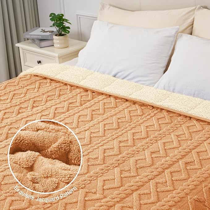 Soft Weighted Blanket for Adults 15 lbs 60" x 80" Orange-Yellow | Better Sleep, Relax Body & Mind, Dual Sided Cozy Fuzzy Heavy Throw Blankets, Jacquard Knitted, Chunky Fluffy, Warm Hug, Gift