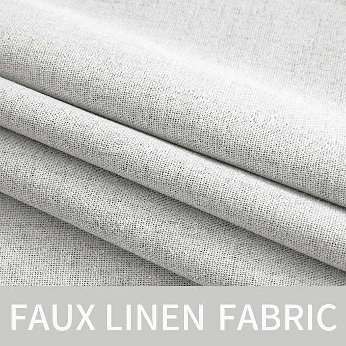 MIULEE 100% Blackout Linen Curtains for Bedroom 52x96 Inch Heathered White | Room Darkening, Light Blocking, Thermal Insulated, Grommet Top, Linen Textured, Window Curtains for Living Room, 2 Panels
