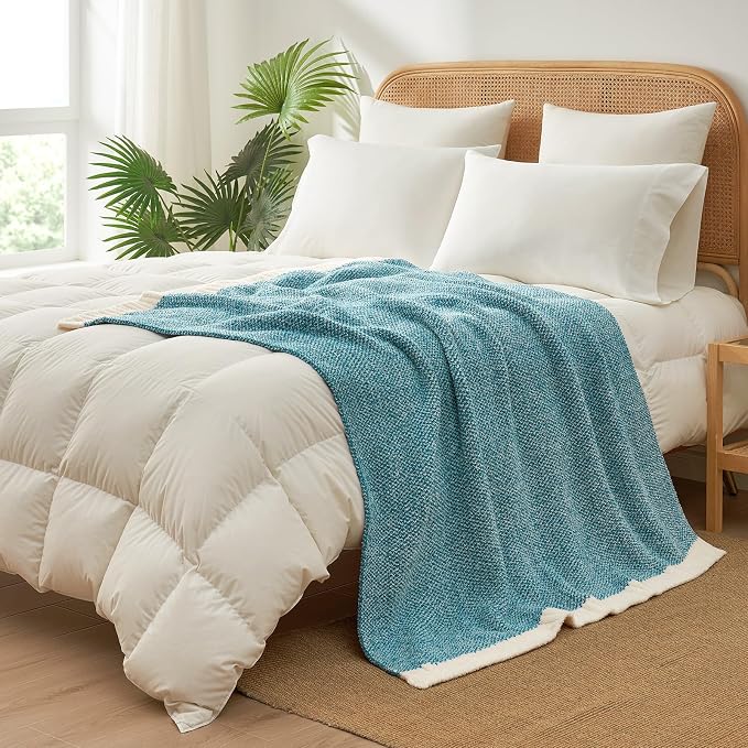 Snuggle Sac Teal Blue Oversized Throw Blankets,Super Soft Warm Cozy Throw Blankets for Couch, Knit Fuzzy Plush Blanket, Heather Teal, 50x70 inches