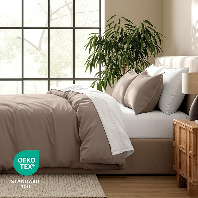 Bare Home Duvet Cover Set 1800 Ultra-Soft (Twin/Twin XL, Taupe) | Lightweight, Cooling, Breathable, Premium 1800 Ultra-Soft, All-Season