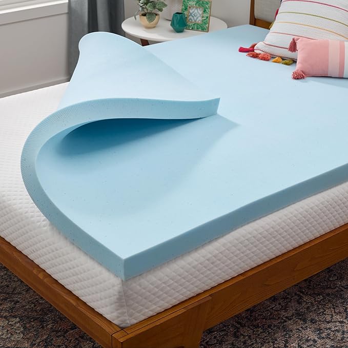 Linenspa Memory Foam Mattress Topper, Queen Size - 3 Inch Gel Infused Memory Foam - Plush Feel - Cooling and Pressure Relieving - CertiPUR Certified