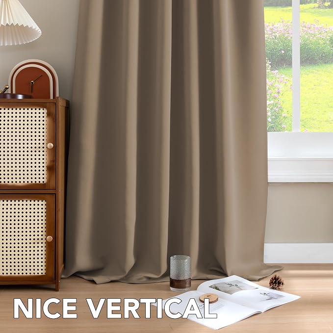 H.VERSAILTEX Blackout Curtains Thermal Insulated Window Treatment Panels Room Darkening Blackout Drapes for Living Room Back Tab/Rod Pocket Bedroom Draperies (2 Panels, Macchiato, 42 x 84 Inch)