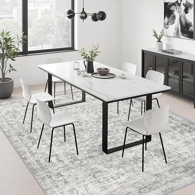 5x8 Area Rug Living Room: Modern Washable Soft Carpet Black Grey | For Bedroom Dining Room Farmhouse Nursery Hallway Office,Modern Abstract,Machine washable,Non-Slip,Stain Resistant,Indoor
