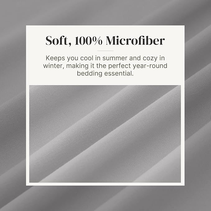 Modern Threads Soft Microfiber Solid Sheets - Luxurious Microfiber Bed Sheets - Includes Flat Sheet, Fitted Sheet with Deep Pockets, & Pillowcases Vapor Blue Queen