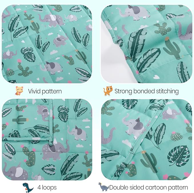 Weighted Blanket - 10 lbs Green Bush Heavy Blanket - Small Size Breathable Lap Blanket(50"x60", 10 lbs)