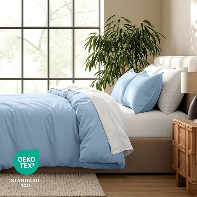 Bare Home Duvet Cover Set 1800 Ultra-Soft (King, Light Blue) | Lightweight, Cooling, Breathable, Premium 1800 Ultra-Soft, All-Season