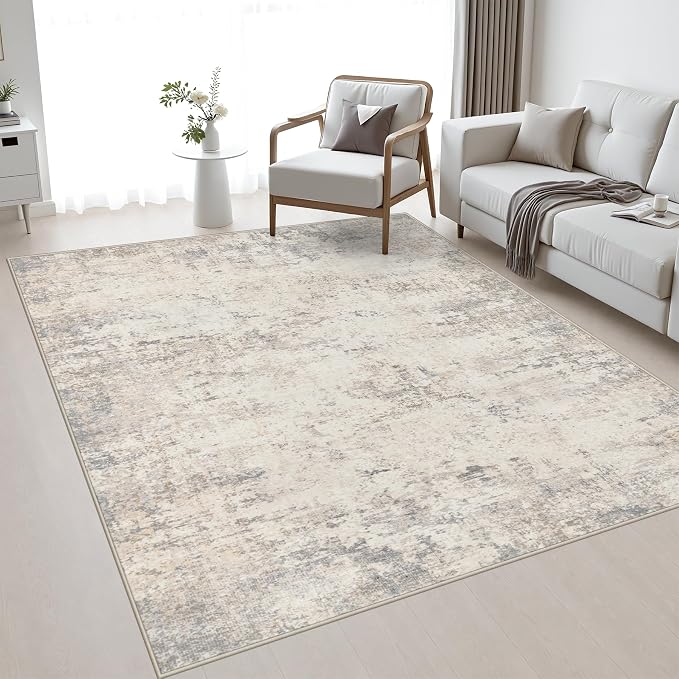 5x7 Area Rug Living Room: Modern Washable Soft Carpet Brown Beige | For Bedroom Dining Room Farmhouse Nursery Hallway Office,Modern Abstract,Machine washable,Non-Slip,Stain Resistant,Indoor
