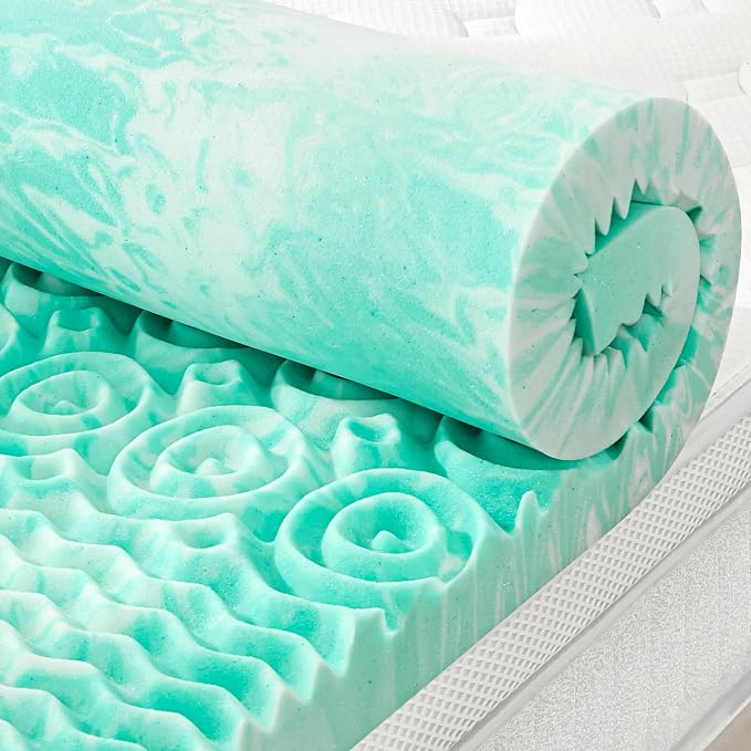 SINWEEK Mattress Topper 5-Zone Memory Foam Mattress Topper Pressure Relieve Soft Mattress Pad, CertiPUR-US Certified, 1.5 Inch Twin Size, Green