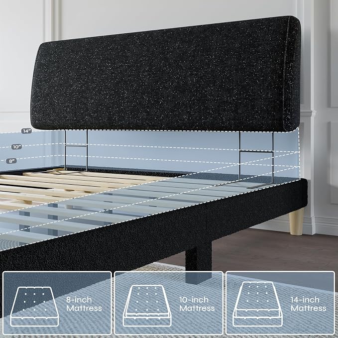 4.7" Upholstered Headboard for King Size Bed, Height Adjustable and Ergonomic Headboard, Easy Assemble, Sturdy and Durable, Starry Night Black