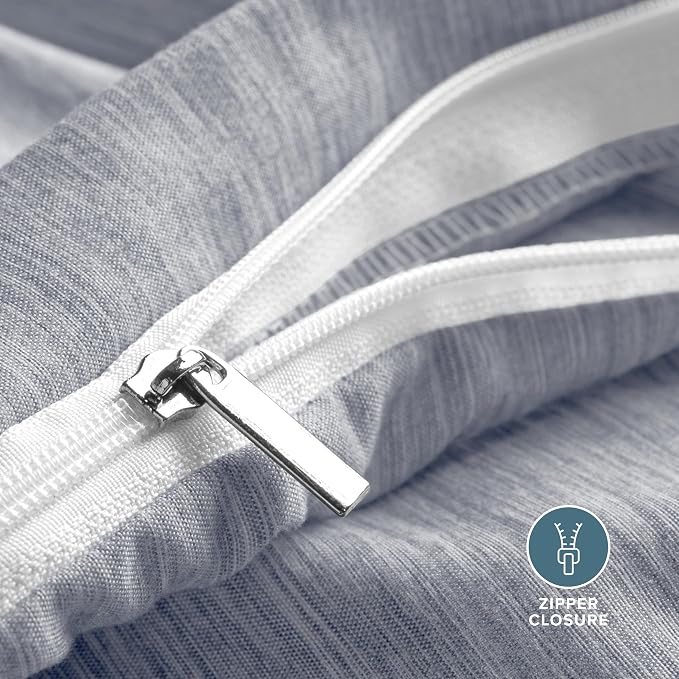 Bare Home Duvet Cover Set 1800 Ultra-Soft (Queen, Heathered Midnight Blue) | Lightweight, Cooling, Breathable, Premium 1800 Ultra-Soft, All-Season