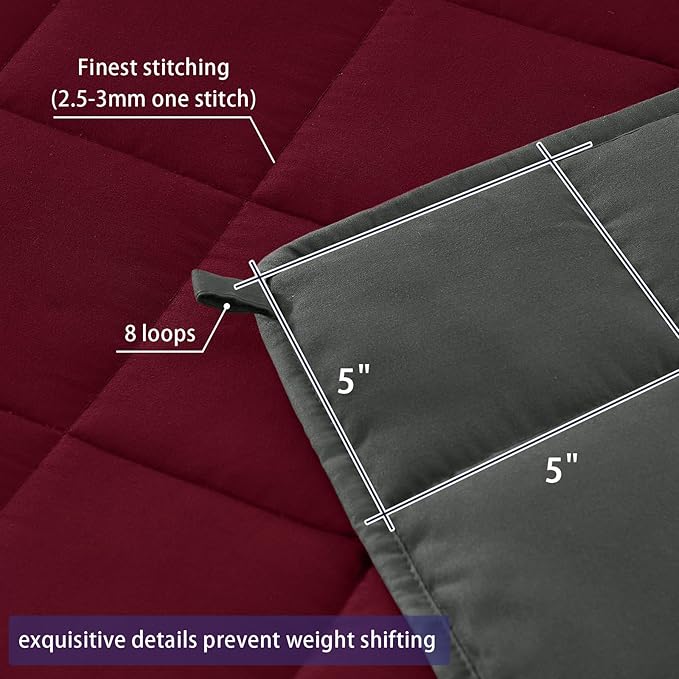King Size Weighted Blanket for Adults (25 lbs, 80” x 87”, Red Grey) Cooling Heavy Blanket for Sleeping Perfect for 240-260 lbs, Breathable Blanket for Adults & Couple All Season, Machine Washable