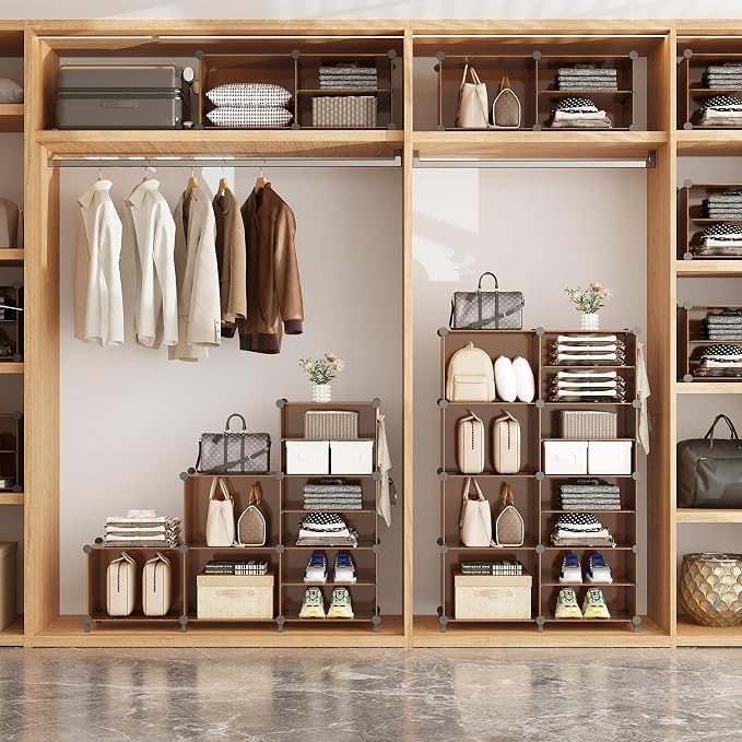 AWTATOS Closet Organizer 8 Cube Storage Shelves, Cocoa Brown | Closet Organizers and Storage, DIY Stackable Cubby Shelving, Clothes Organizers for Closet Bedroom Living Room Office