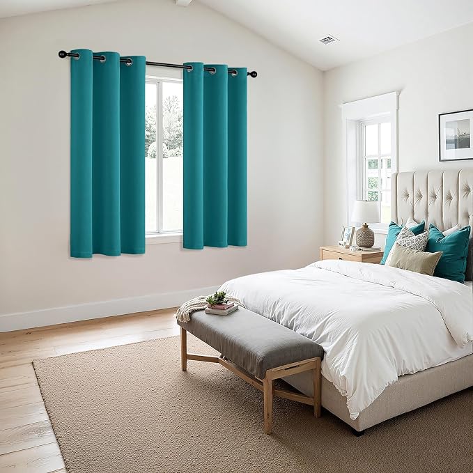 MIULEE Blackout Curtains for Bedroom 2 Panels 40 x 54 Inch Long Teal | Thermal Insulated, Living Room Darkening Grommet Drapes, Noise Reducing, Light Blocking Window Treatments
