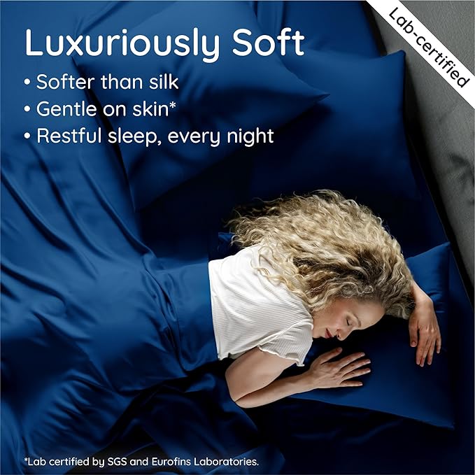 Bambaw 4 PCS - Full 100% Viscose Derived from Bamboo Cooling Sheet Set, Navy Blue