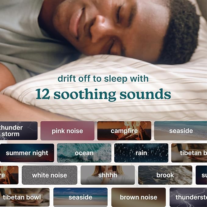 Homedics Sleep Better Portable Sound Machine, Night-Light, Soothing Sounds | White Noise, Auto Shutoff, Auto-Off Timer, Travel, 12 Soothing Sounds Including White Noise, Ultra-Portable Design, Rain