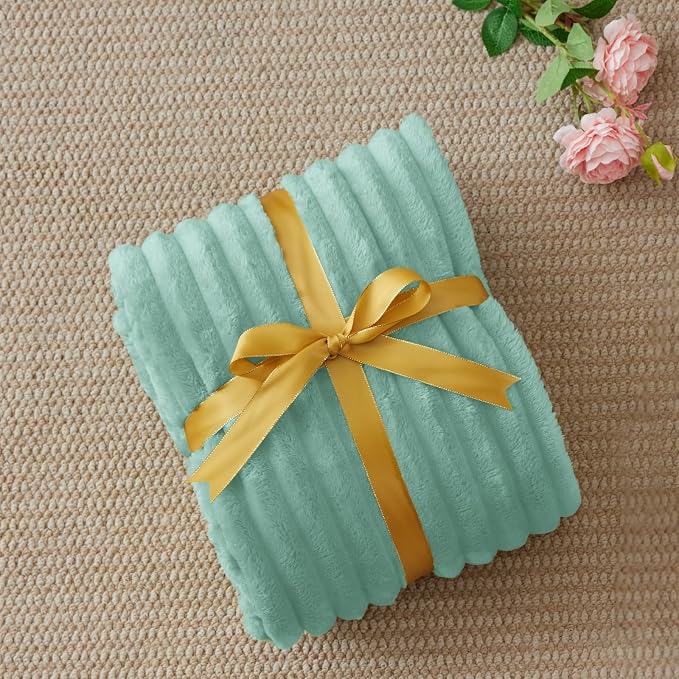 BEDELITE Ribbed Twin Blanket for Couch & Bed, Seafoam, 60"x80" | Ultra-Soft Plush Fleece, Cozy, Warm Yet Lightweight, Ribbed Texture, Home Decor, Machine Washable, Giftable, All-Season Use
