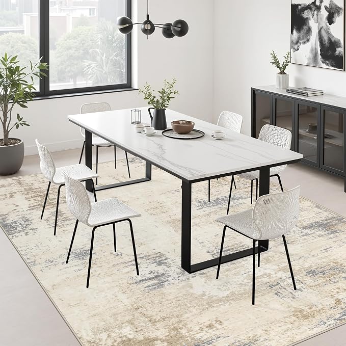 5x8 Area Rug Living Room: Modern Washable Soft Carpet Beige Brown | For Bedroom Dining Room Farmhouse Nursery Hallway Office,Modern Abstract,Machine washable,Non-Slip,Stain Resistant,Indoor