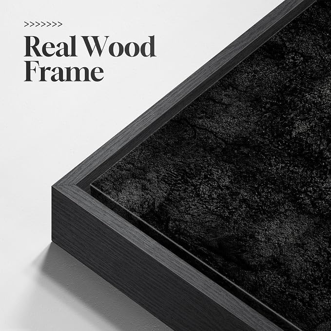 Extra Large Framed Black Abstract Wall Art Decor for Living Room, 48x48 In | Minimalist, Canvas prints, Modern paintings, Dark moody, Black frame, Square pictures, Dining room, Bedroom wall decor