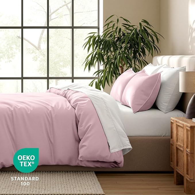 Bare Home Duvet Cover Set 1800 Ultra-Soft (Twin/Twin XL, Dusty Pink) | Lightweight, Cooling, Breathable, Premium 1800 Ultra-Soft, All-Season