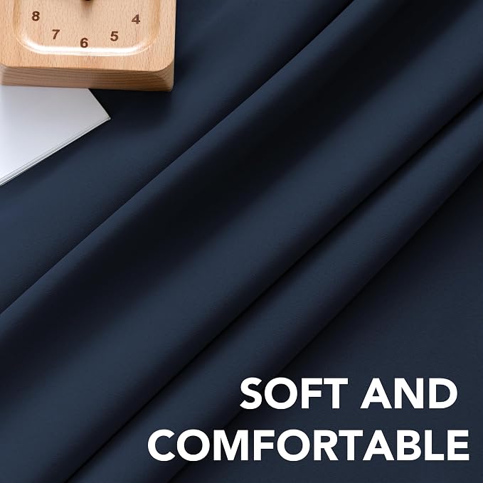 H.VERSAILTEX Blackout Curtains Thermal Insulated Window Treatment Panels Room Darkening Blackout Drapes for Living Room Back Tab/Rod Pocket Bedroom Draperies, 52 x 63 Inch, Navy Blue, 2 Panels