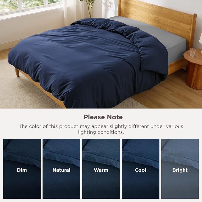 Bedsure Duvet Cover Queen Size, 1Pc Soft Double Brushed Bedding, Navy Blue | For Kids & Adults, 90"x90", Only 1 Comforter Cover, No Pillow Shams, Hotel Luxury, Breathable, Lightweight, Zipper Closure
