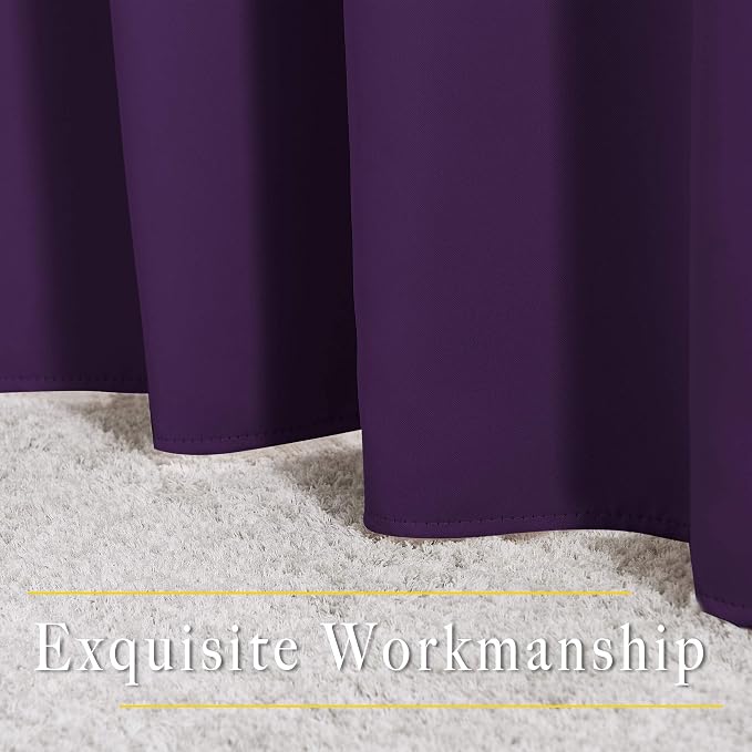 NICETOWN Royal Purple Doorway Curtains for Bedroom 78 inch Length, Grommet Privacy Light & Sound Reducing Room Darkening Window Treatments for Living Room, 2 Panels, W52 x L78