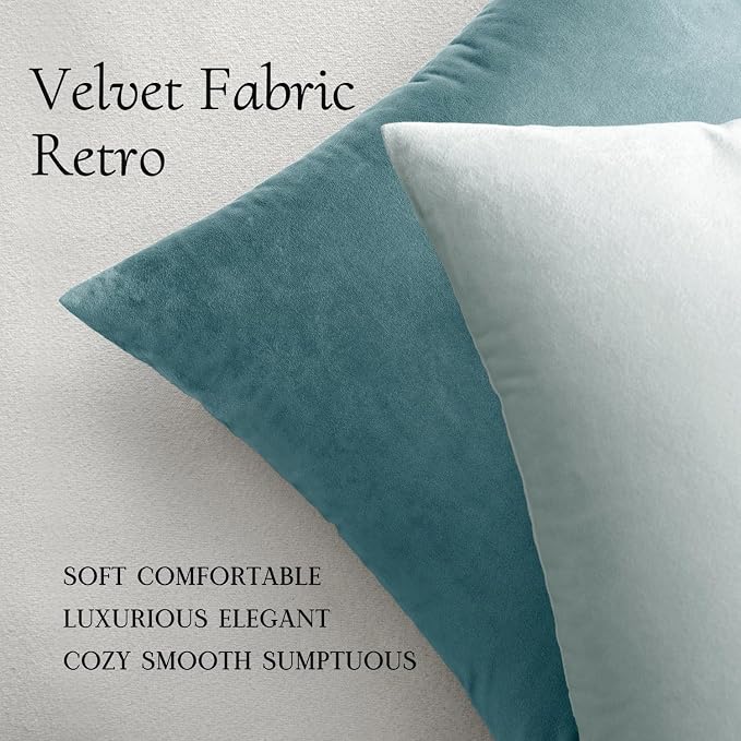 MIULEE Velvet Throw Pillow Covers 18x18 Inch Pack of 2 Light Blue | Soft Solid Decorative Pillow Covers, Modern Luxury Home Decor, for Couch Chair Sofa Bedroom Livingroom
