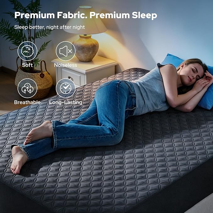 BEDLORE Waterproof Mattress Protector, Noiseless Queen Size Mattress Pad with Deep Pocket Fitted Up to 6"-18", Soft Breathable Dirt-Proof Bed Mattress Cover Washable Bedroom, Hotel (Gray) (Pack of 2)