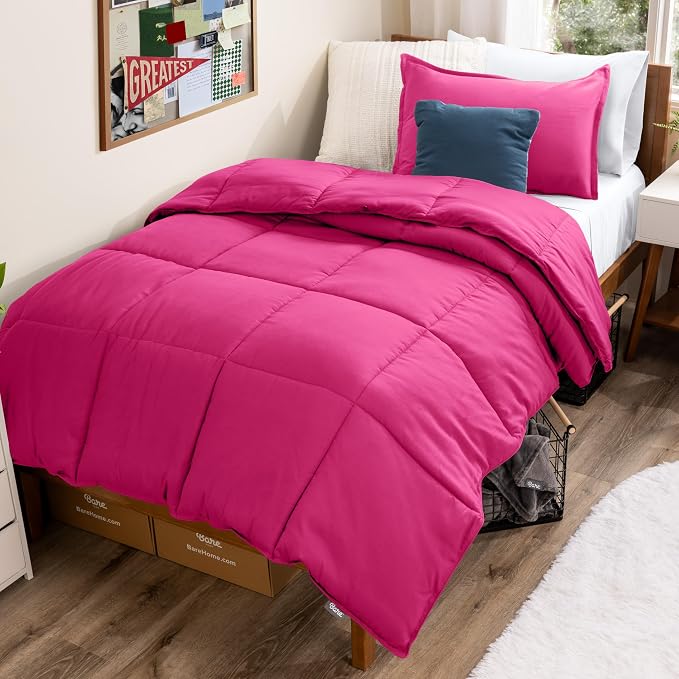 Bare Home Comforter Set - 1800 Ultra Soft (Twin/Twin XL, Pink) | All-Season, Breathable, Hypoallergenic, Premium 1800, Warm, Cozy