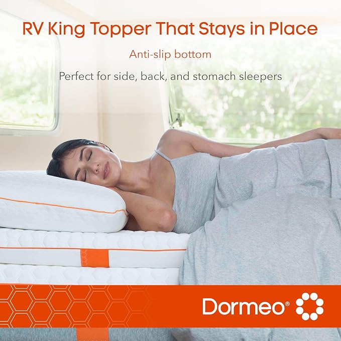 Dormeo RV Short King Cooling Mattress Topper - Octaspring | 3-Zone Octaspring Springs, Relieves Pressure Points, Medium Firmness, Designed To Fit Compact RV And Camper Mattresses