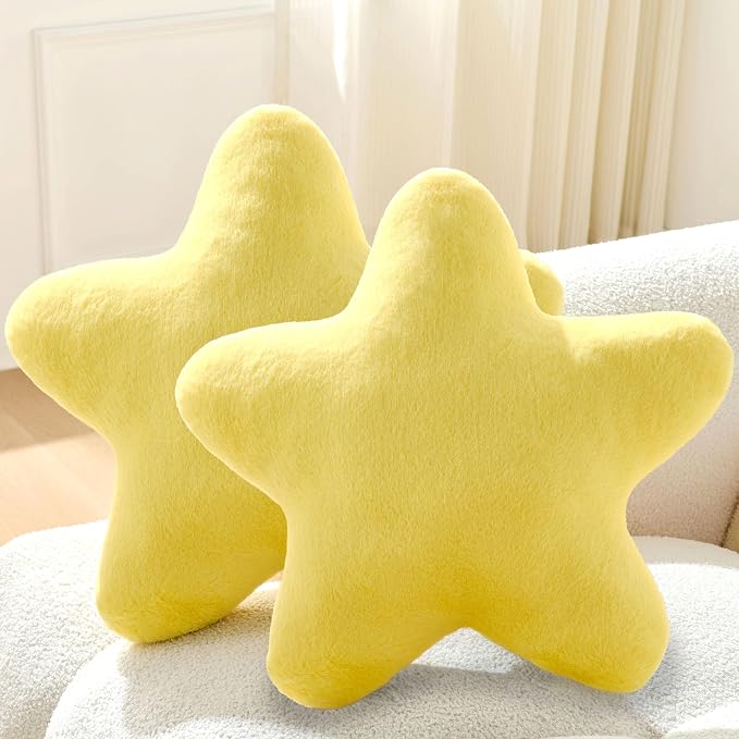 Set of 2 Room Decor Home Decor Throw Pillows Star Pillow Couch Pillows Decorative Pillows Bed Pillows Cute Pillows,Yellow 19"