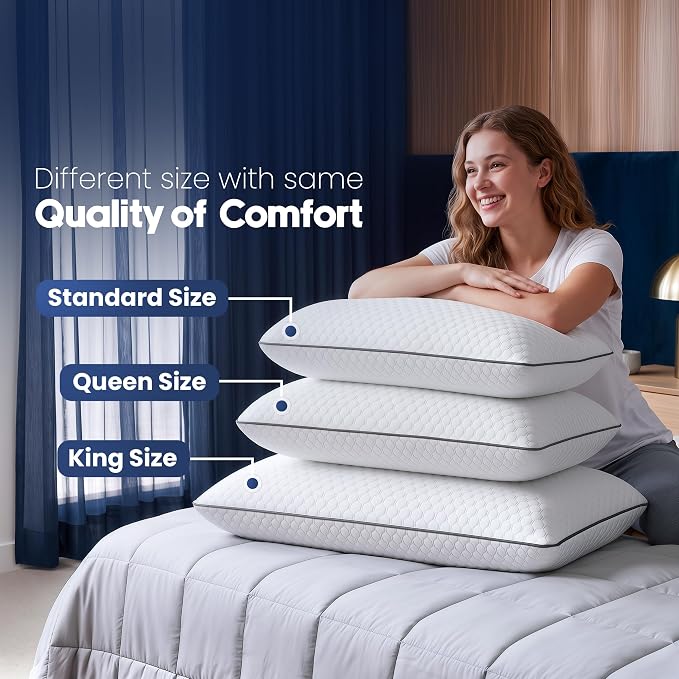Utopia Bedding Memory Foam Pillows for Sleeping, Cooling Pillow (Queen) | Perforated Memory Foam pillow, pack of 1, Breathable Airflow Design, Back, Side & Stomach Sleepers, Machine Washable cover