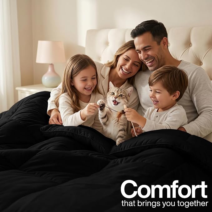 Utopia Bedding Duvet Insert, Twin Comforter 64 x 88 Inches, Black | Cozy All Season Comforter for Kids and Teens, Unisex, Down Alternative Fill, Soft Microfiber Shell, Machine Washable.