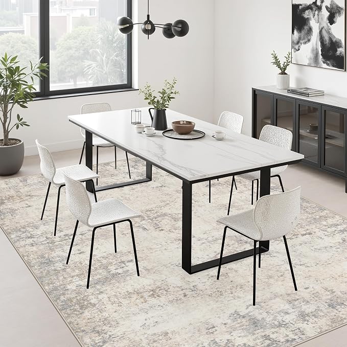 5x8 Area Rug Living Room: Modern Washable Soft Carpet Brown Beige | For Bedroom Dining Room Farmhouse Nursery Hallway Office,Modern Abstract,Machine washable,Non-Slip,Stain Resistant,Indoor
