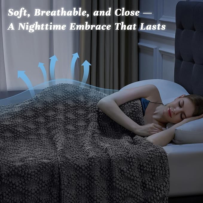 Anysay Knitted Weighted Blanket for Adult, Chunky Knit Throw 36''*48'' 3lbs | Cooling Weighted Blanket for Sleep Breathable Machine Washable Fall Heavy Blanket for Room Decor(Light Grey)